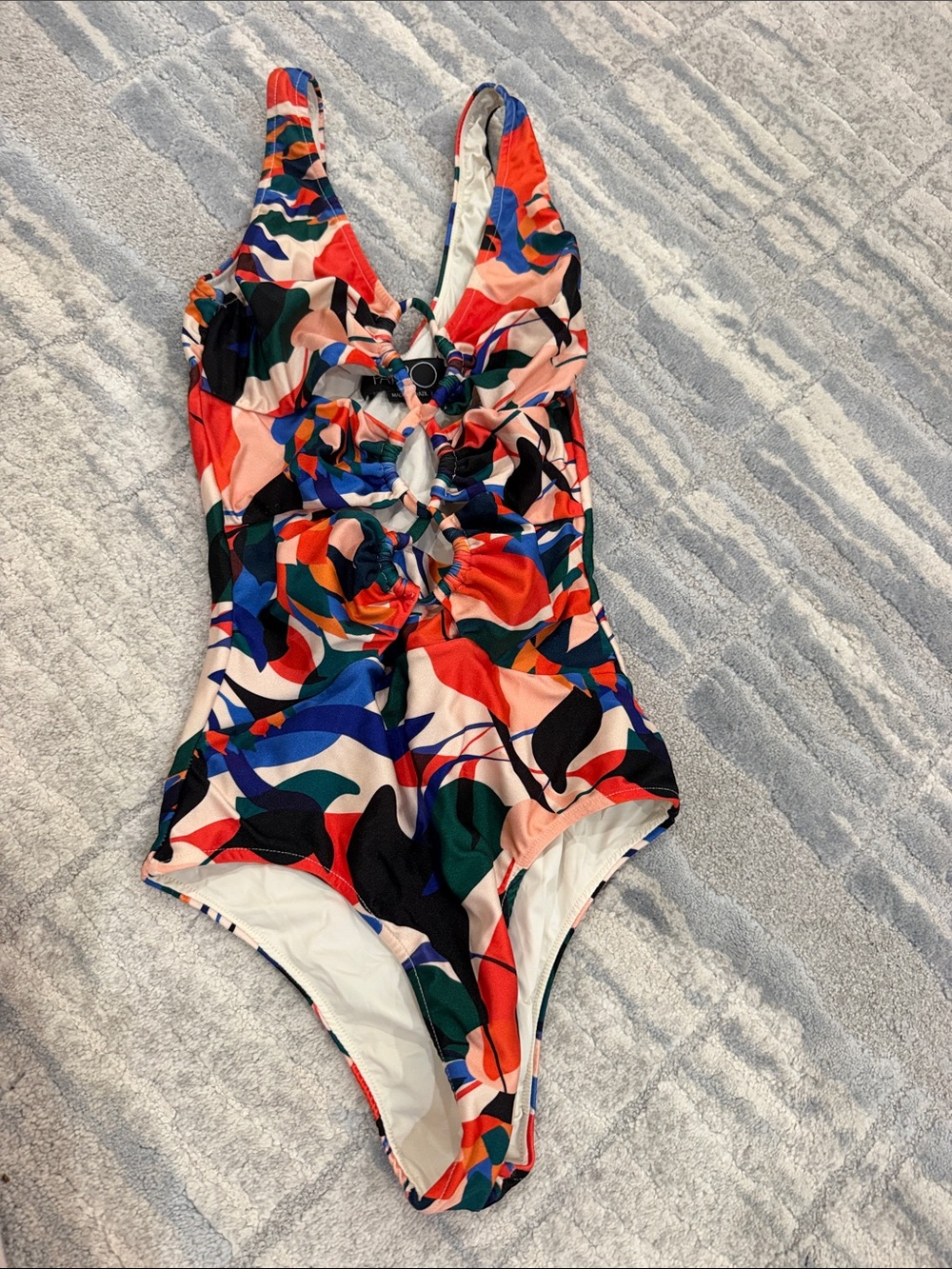 PatBO Girls Multicolor Abstract One-Piece Swimsuit with Front Cutouts